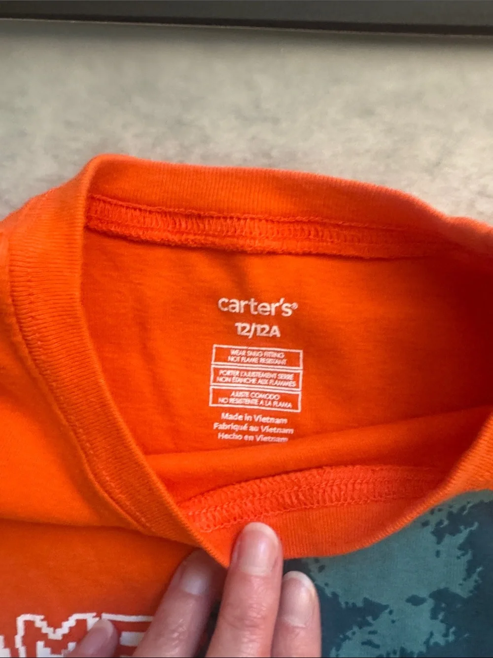 Carter kids pjs. Orange 'Game On' Gorilla Tee & Navy Gamer Shorts Set. Size 12